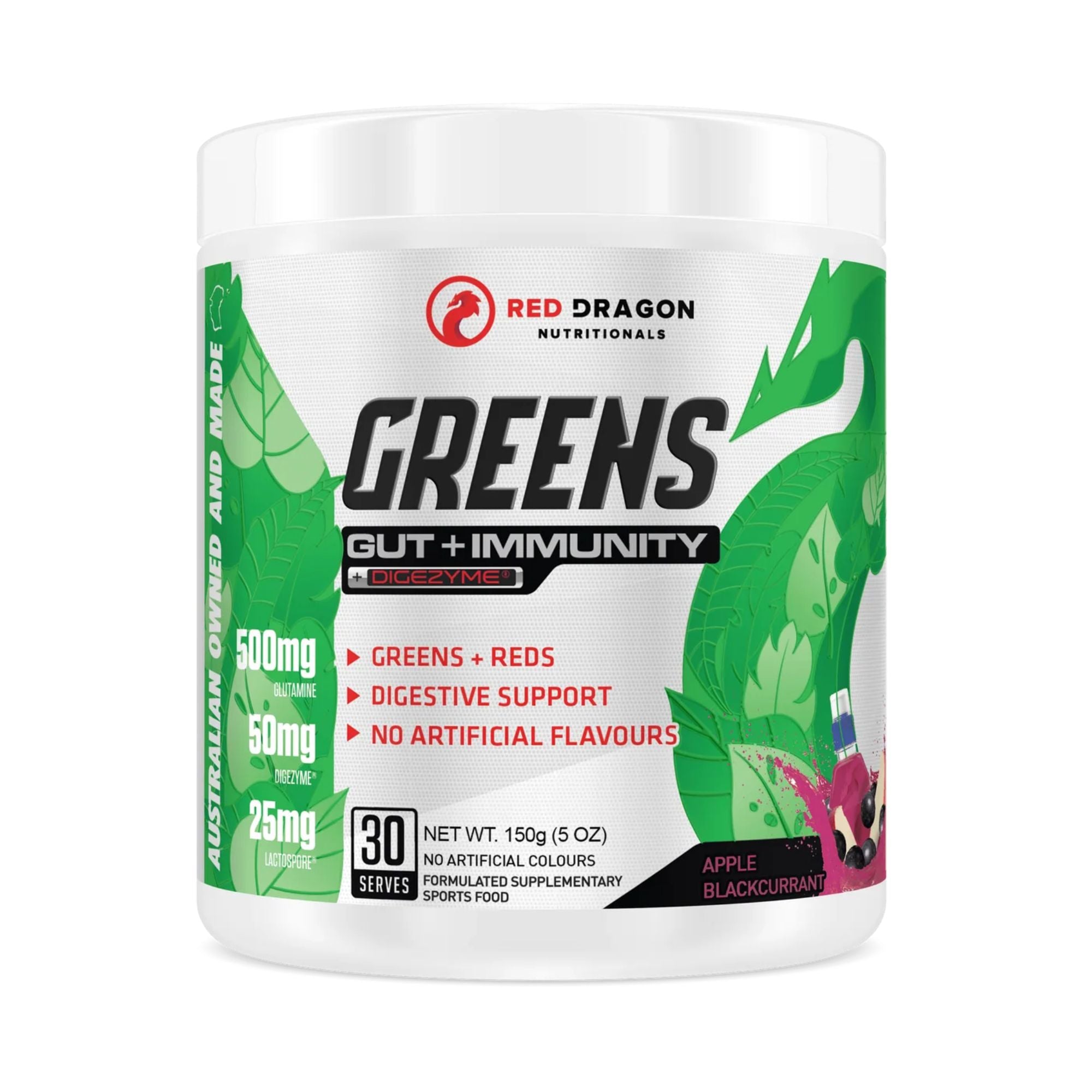 Red Dragon Greens Gut plus Immunity - Apple Blackcurrant